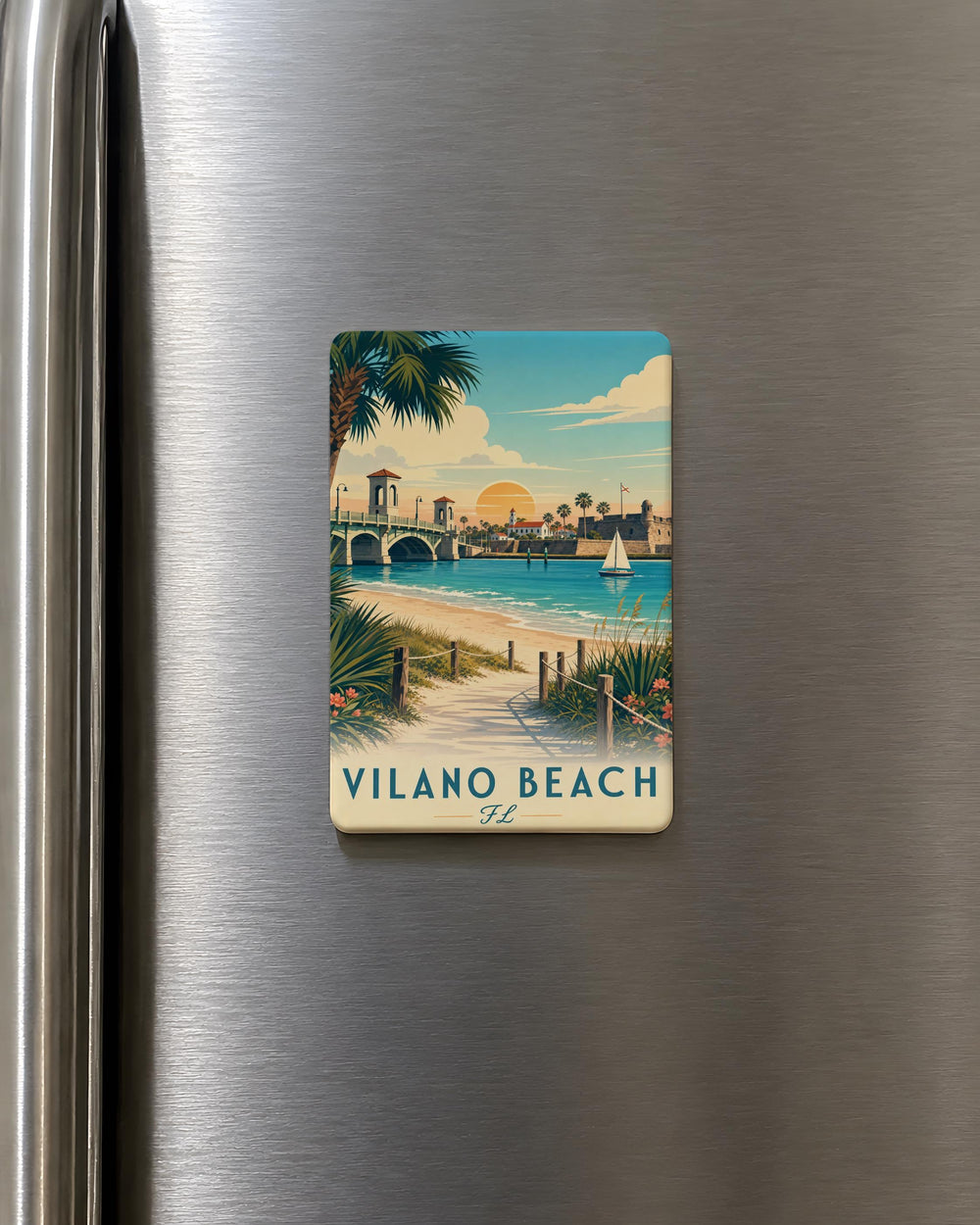 Vilano Beach FL Fridge Magnet, Florida Beach Souvenir, Coastal Vacation Keepsake, St Augustine Area Gift, Oceanfront Decor