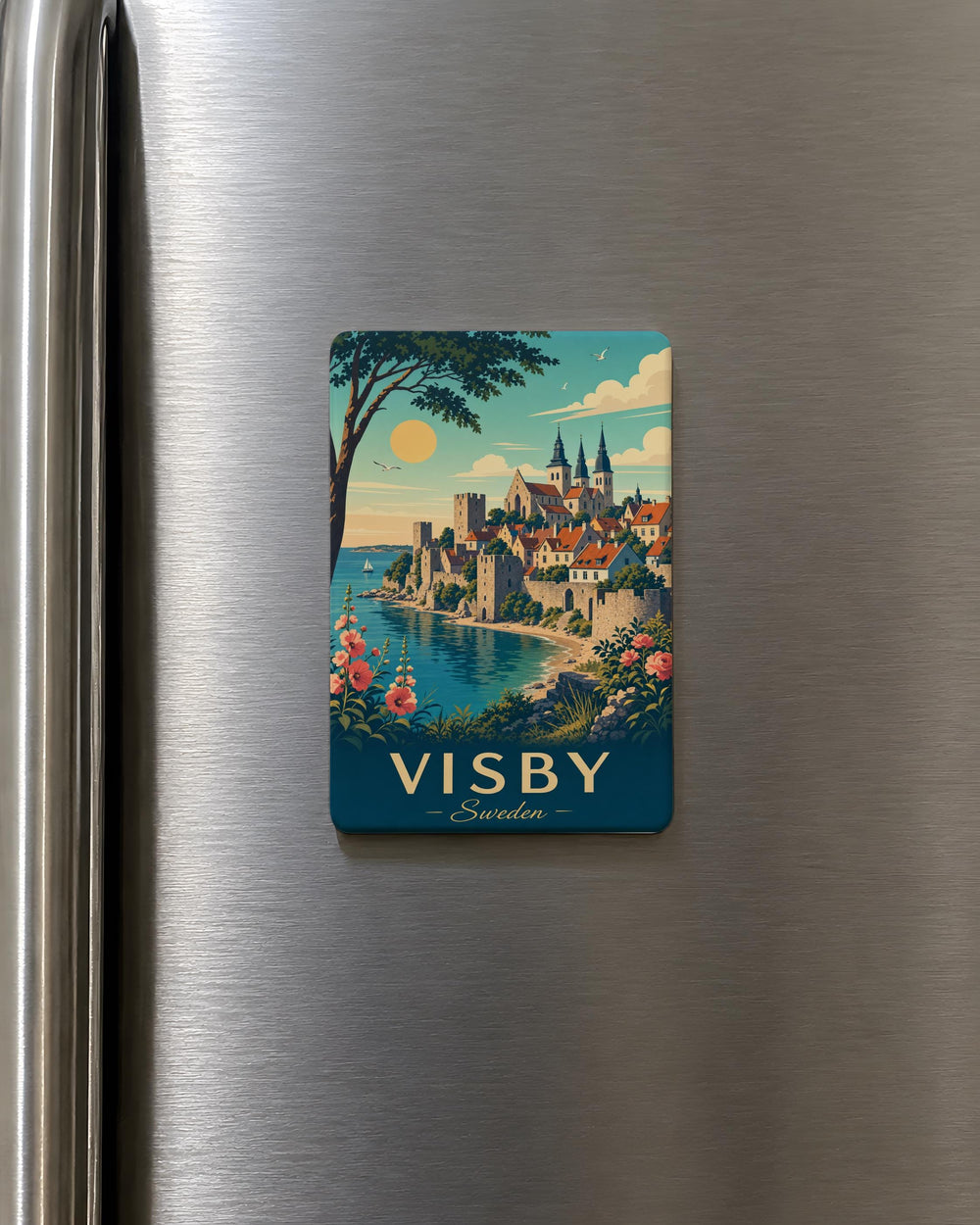 Visby Sweden Fridge Magnet, Visby Gotland Souvenir Magnet, Sweden Travel Gift, Visby Old Town Landmark Magnet