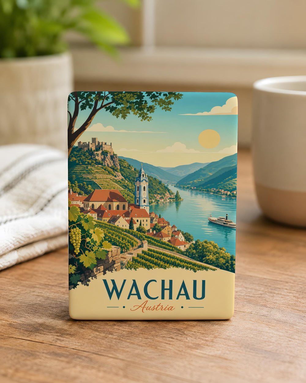 Wachau Austria Fridge Magnet, Danube Valley Souvenir Magnet, Dürnstein Melk Abbey Wachau Travel Keepsake Magnet