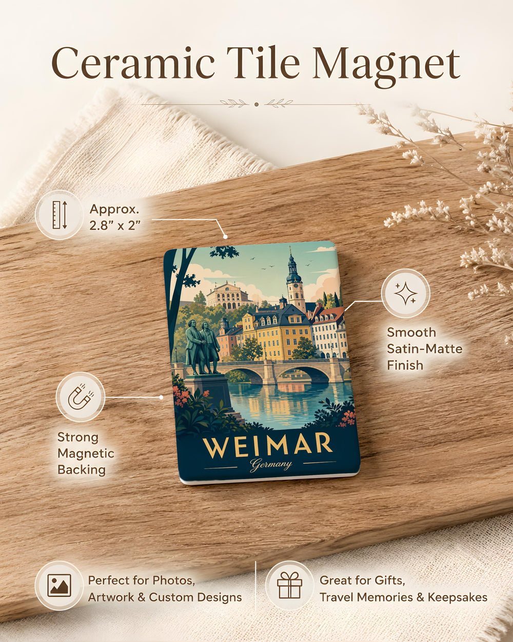 Weimar Germany Fridge Magnet, Weimar Republic Historical Germany Souvenir Magnet, Weimar City Travel Keepsake Magnet