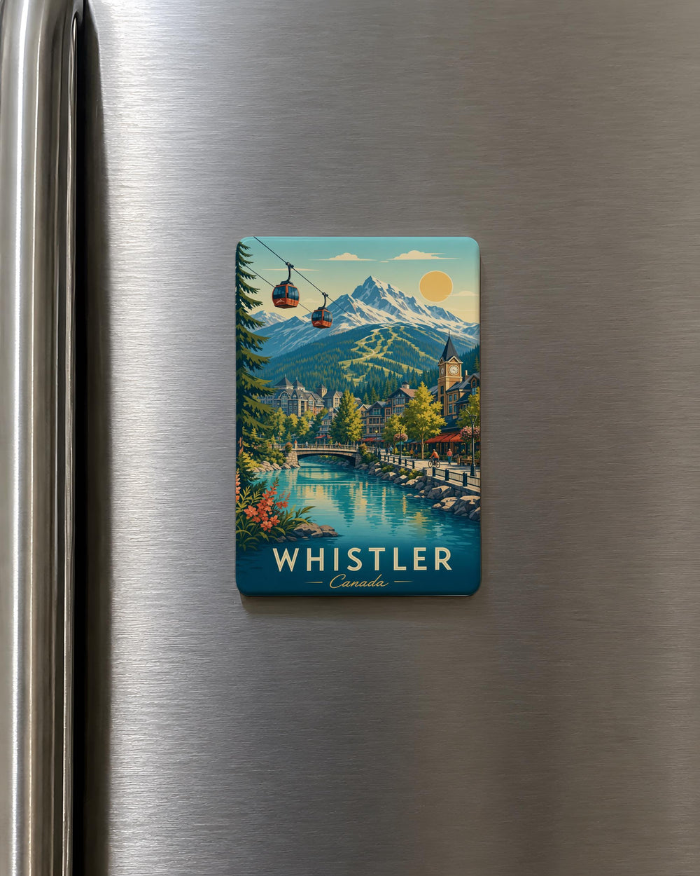 Whistler Canada Fridge Magnet, Whistler BC Souvenir Magnet, Mountain Town Travel Keepsake, Canada Vacation Gift, Whistler Landmark Magnet