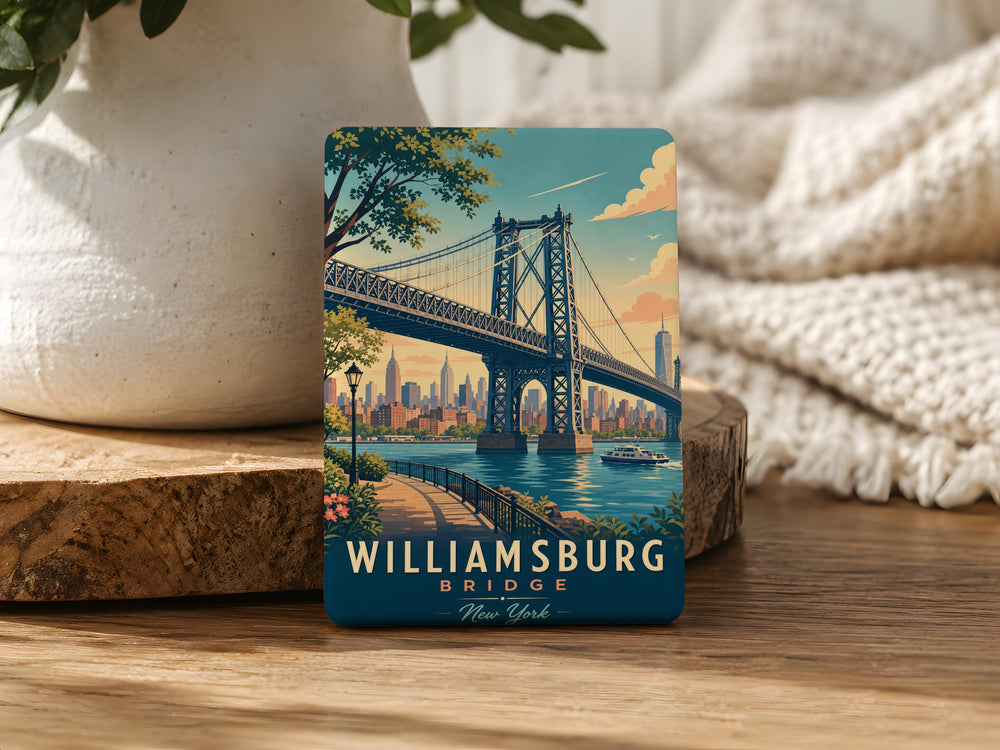 Williamsburg Bridge Fridge Magnet, New York City Landmark Souvenir, Brooklyn NYC Travel Gift Magnet