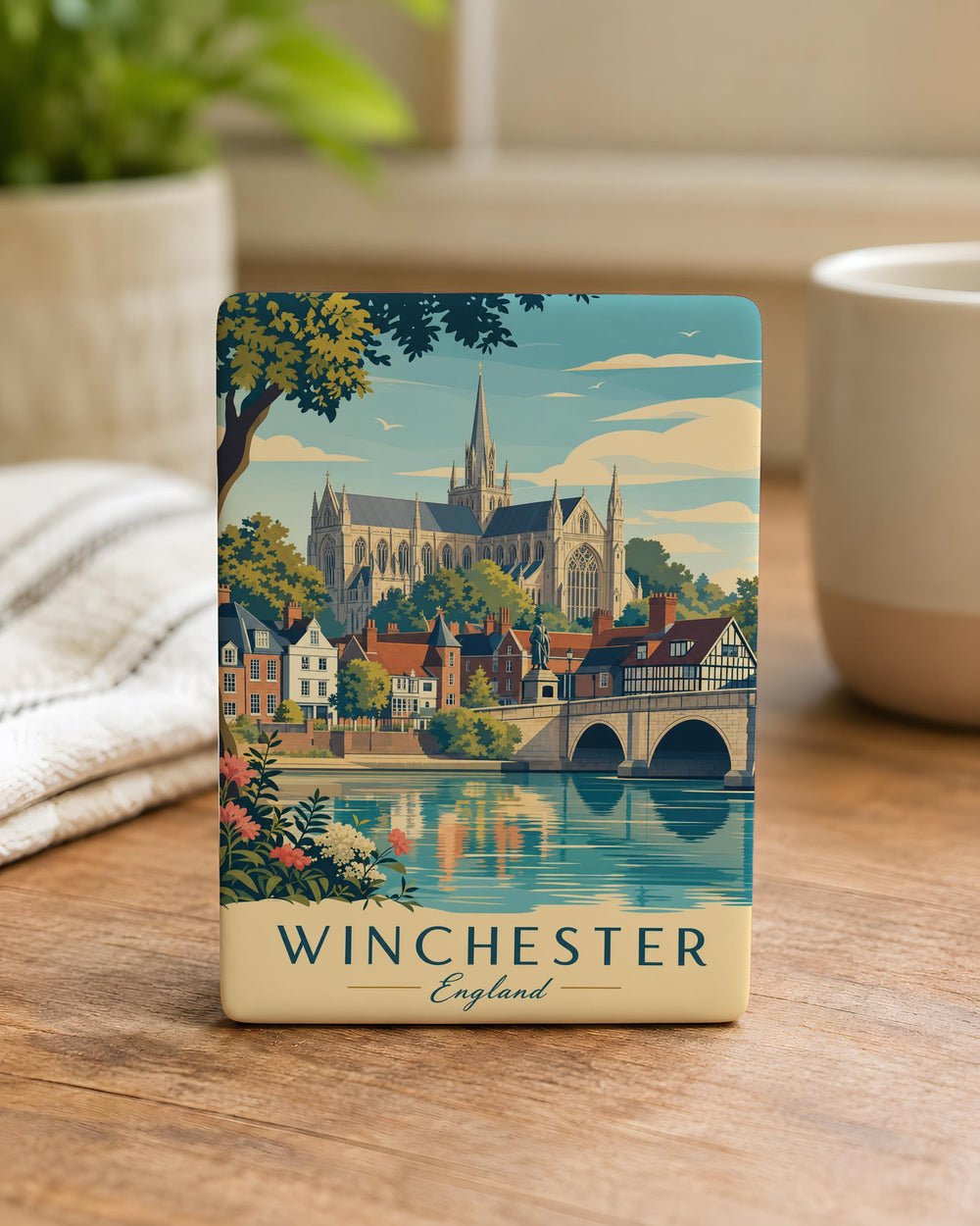 Winchester England Fridge Magnet, Winchester Cathedral Souvenir Magnet, Hampshire UK Travel Gift, Historic City Landmark Magnet