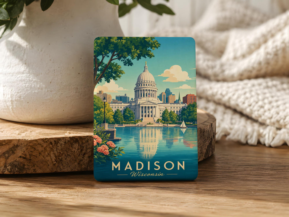 Wisconsin State Capitol Fridge Magnet, Madison Wisconsin Landmark Souvenir, Capitol Building Travel Keepsake Gift