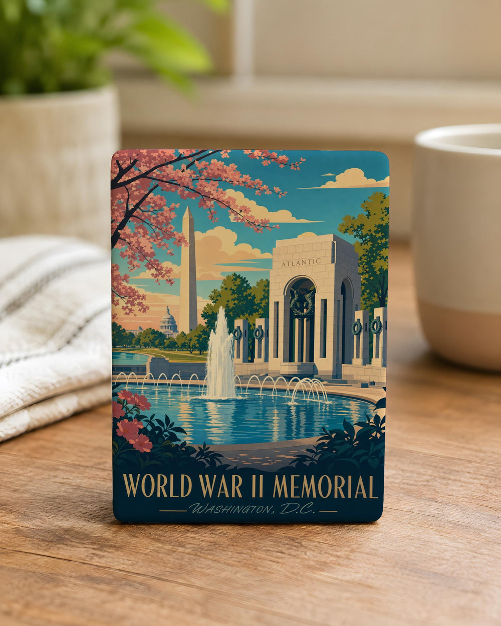 World War II Memorial Fridge Magnet, National WWII Memorial Souvenir, Washington DC Monument Gift, Military History Keepsake