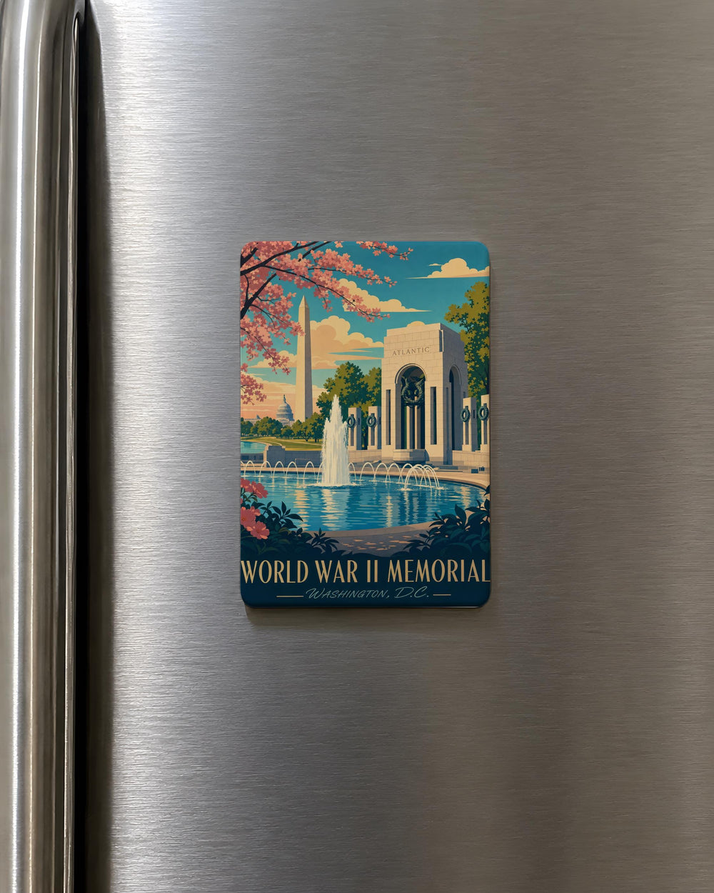 World War II Memorial Fridge Magnet, National WWII Memorial Souvenir, Washington DC Monument Gift, Military History Keepsake