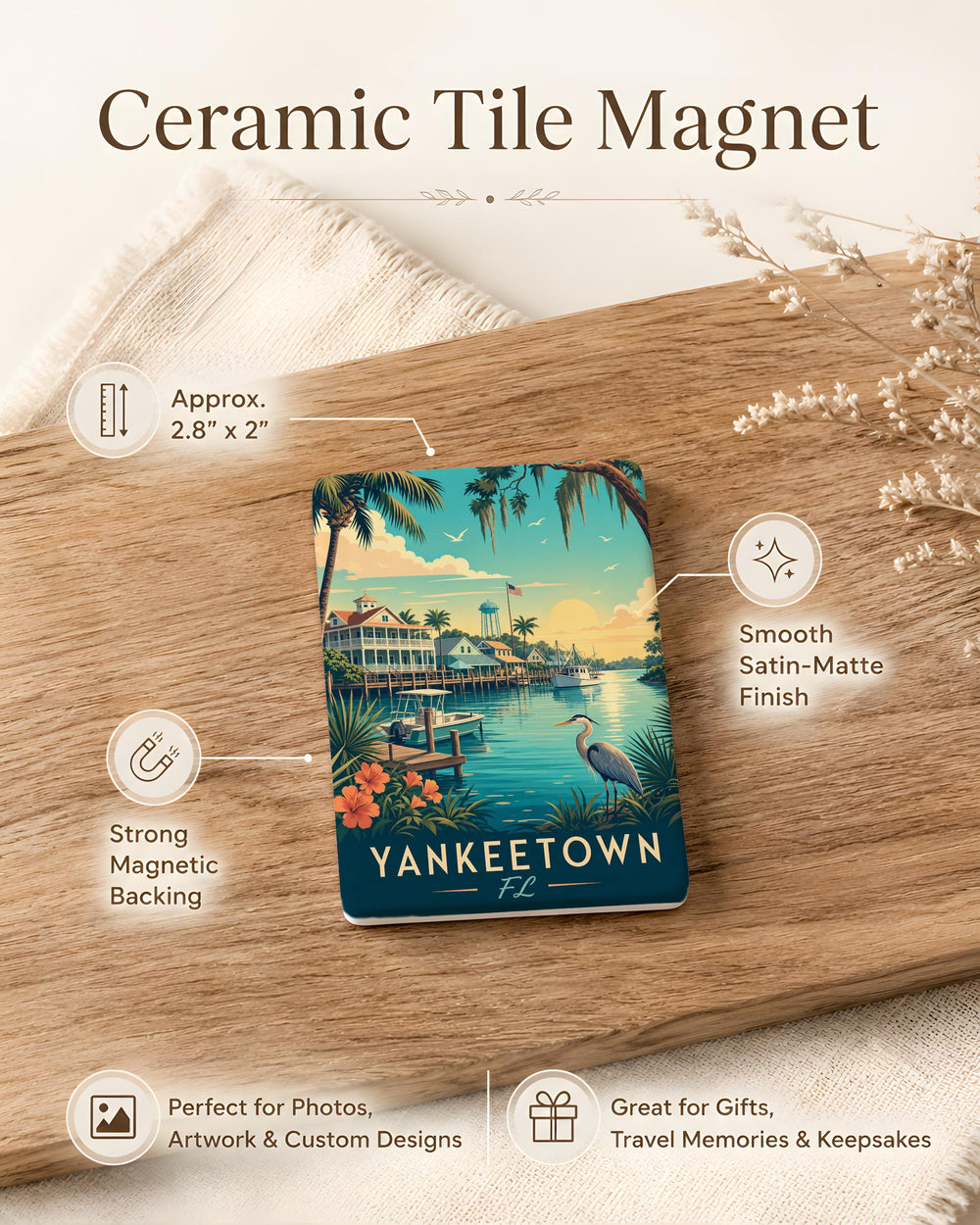 Yankeetown Florida Fridge Magnet, Yankeetown FL Souvenir Magnet, Coastal Gulf Town Travel Keepsake Gift