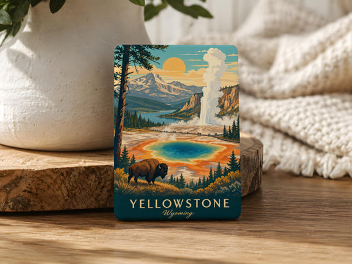 Yellowstone Wyoming Fridge Magnet, Yellowstone National Park Souvenir Magnet, Wyoming Travel Gift, Park Landmark Keepsake Magnet