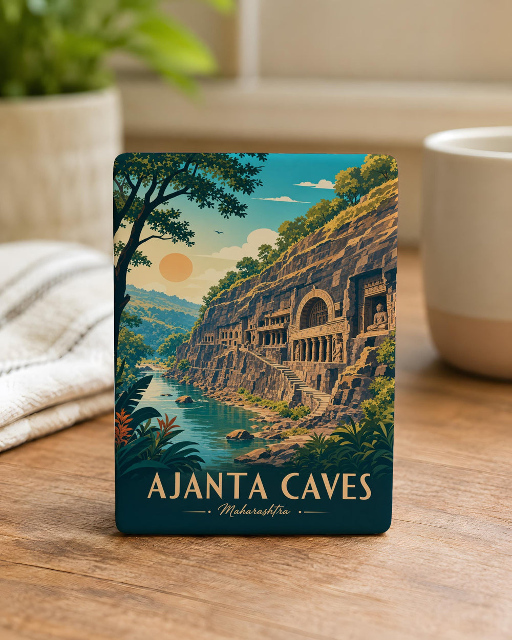Ajanta Caves Fridge Magnet, Ajanta Ellora UNESCO Cave Temples Souvenir, Indian Heritage Landmark Travel Gift