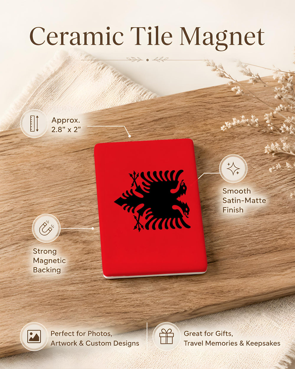 Albania Flag Fridge Magnet, Albanian National Flag Magnet, Albania Souvenir Magnet, Albanian Pride Refrigerator Magnet