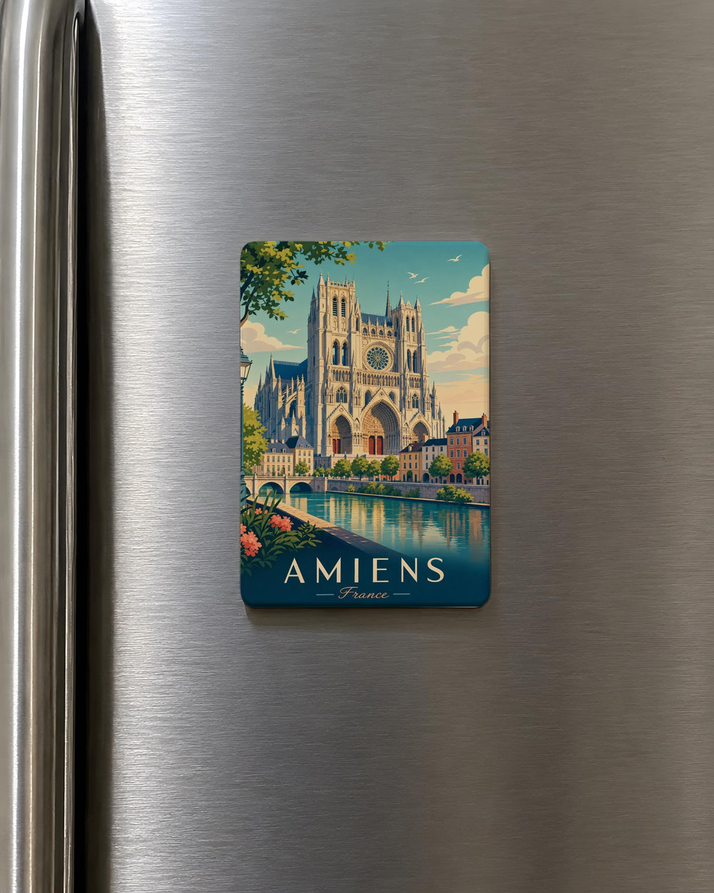 Amiens Cathedral Fridge Magnet, Amiens France Landmark Souvenir Magnet, Gothic Cathedral Travel Keepsake Magnet