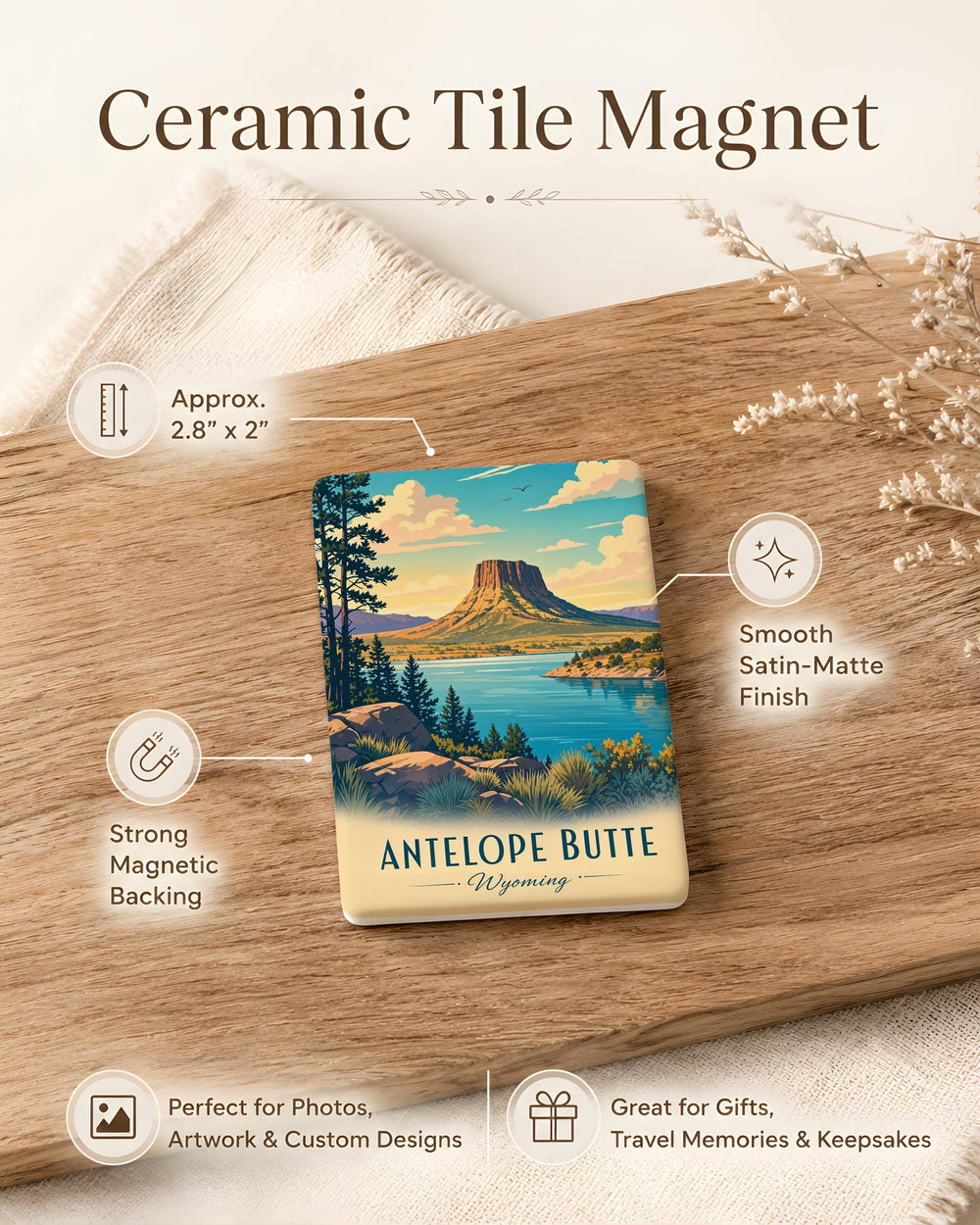 Antelope Butte Fridge Magnet, Antelope Butte Landmark Souvenir Magnet, Butte Landscape Refrigerator Magnet Gift