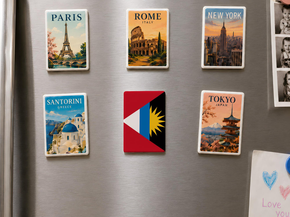 Antigua and Barbuda Flag Fridge Magnet, Caribbean Island Nation Souvenir Magnet, Antigua Barbuda National Flag Magnet