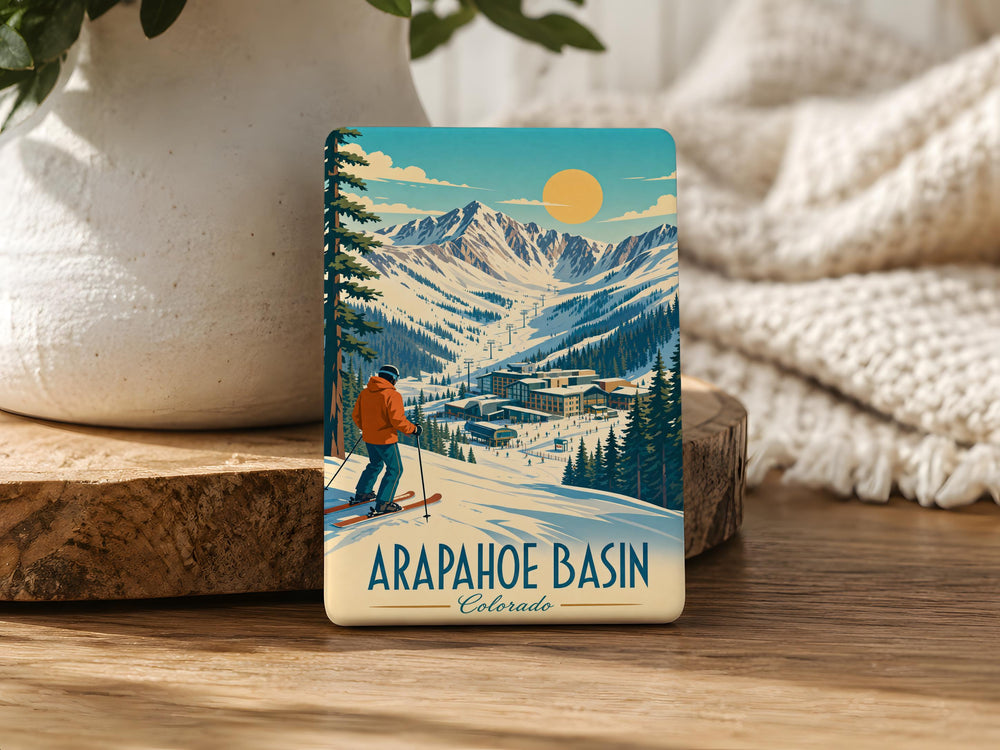 Arapahoe Basin Ski Resort Fridge Magnet, Colorado Mountain Skiing Souvenir Magnet, A-Basin Gift for Ski Lovers