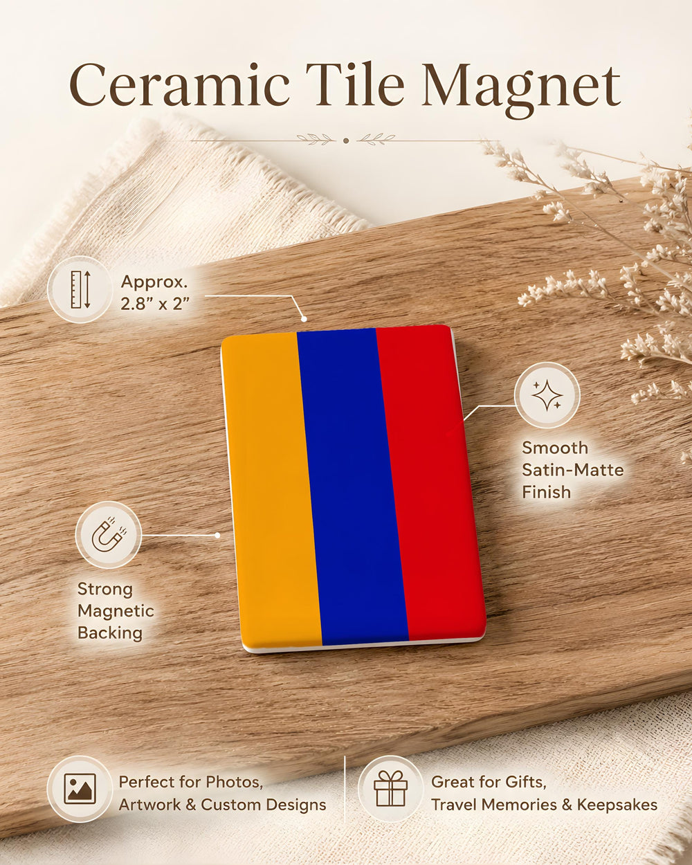 Armenia Flag Fridge Magnet, Armenian National Flag Magnet, Armenia Souvenir Magnet, Armenian Pride Refrigerator Magnet