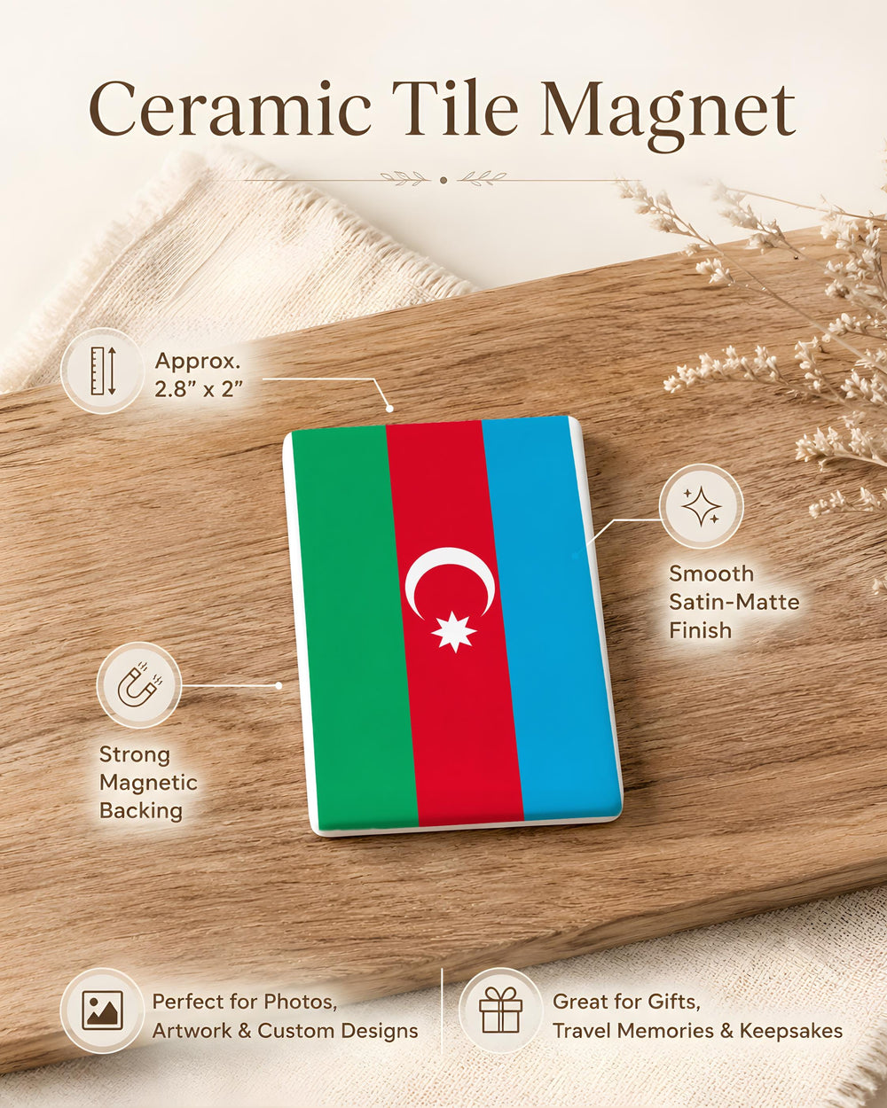 Azerbaijan Flag Fridge Magnet, Azerbaijan Country Flag Magnet, Azerbaijani Flag Kitchen Magnet, Travel Souvenir Magnet