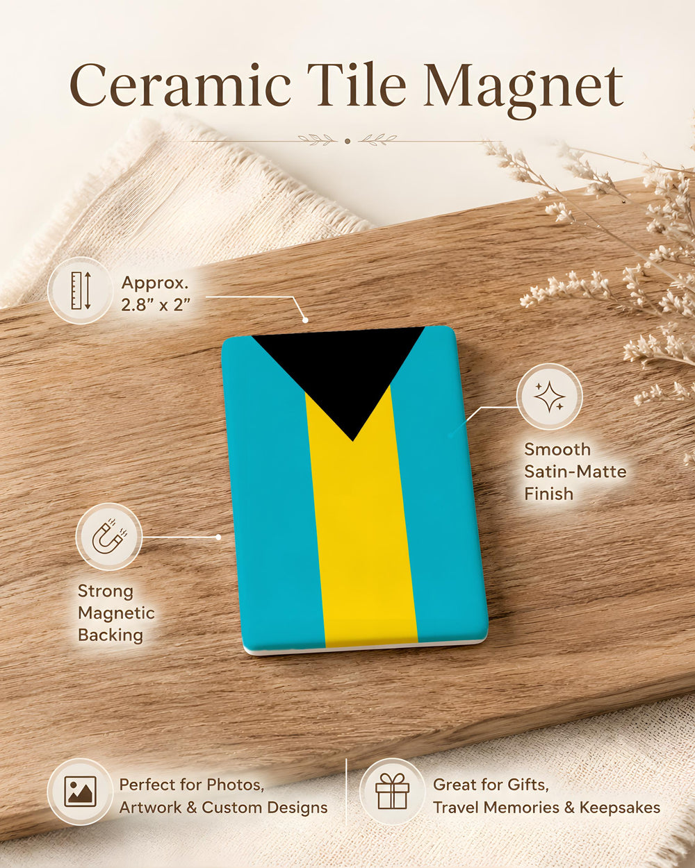 Bahamas Flag Fridge Magnet, Bahamas Souvenir Magnet, Caribbean Island Flag Kitchen Magnet, Bahamas Gift, Travel Keepsake Magnet