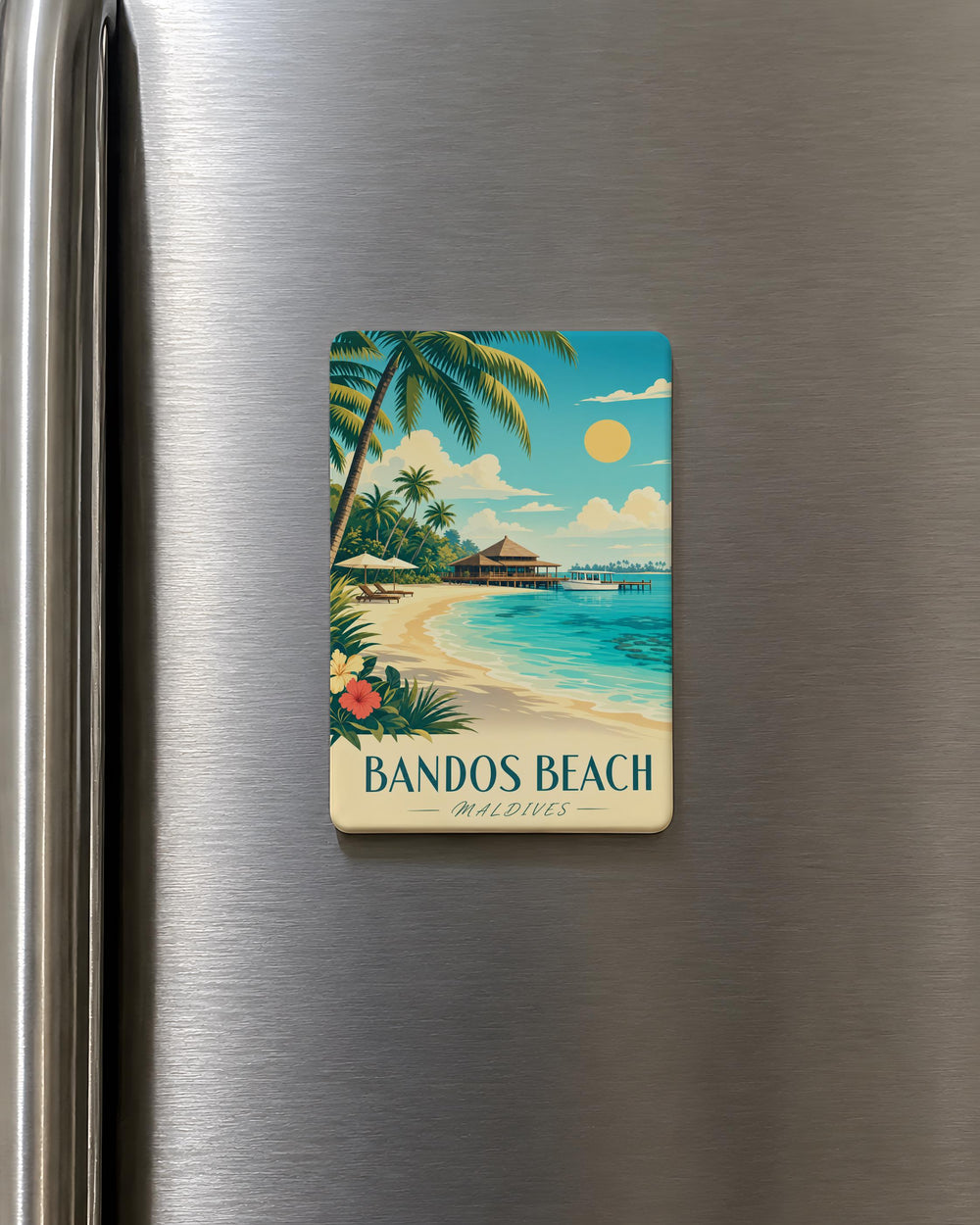 Bandos Beach Fridge Magnet, Maldives Island Beach Souvenir Magnet, Tropical Ocean Shore Travel Keepsake Gift