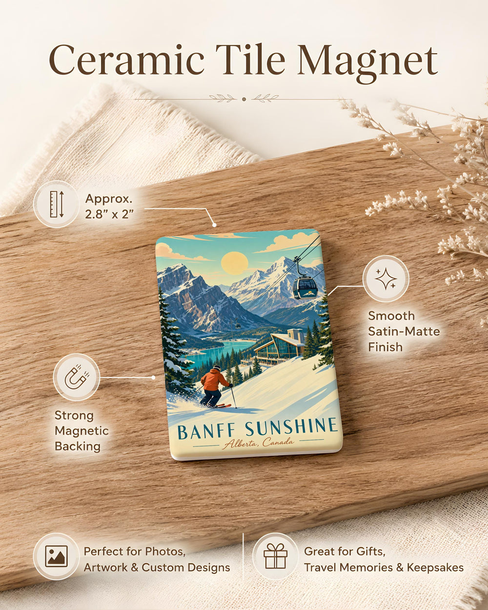 Banff Sunshine Village Fridge Magnet, Canadian Rockies Mountain Resort Souvenir, Alberta Canada Travel Keepsake Magnet