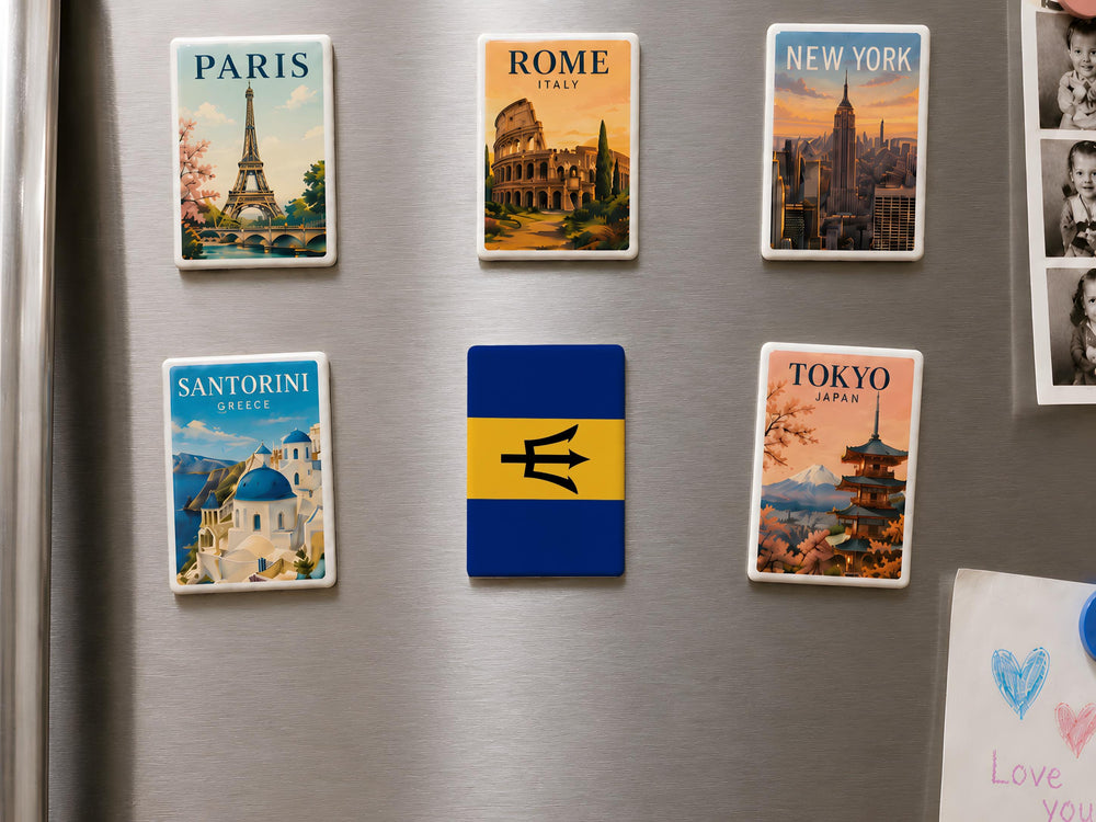 Barbados Flag Fridge Magnet, Barbados Souvenir Magnet, Caribbean Island Flag Magnet, Barbados Gift, Travel Keepsake Magnet