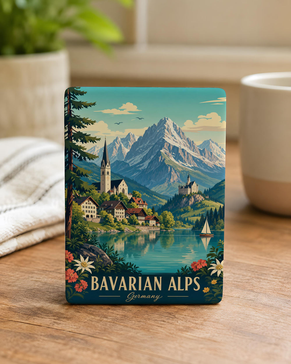 Bavarian Alps Fridge Magnet, Alpine Mountain Landscape Souvenir Magnet, Germany Travel Keepsake Magnet