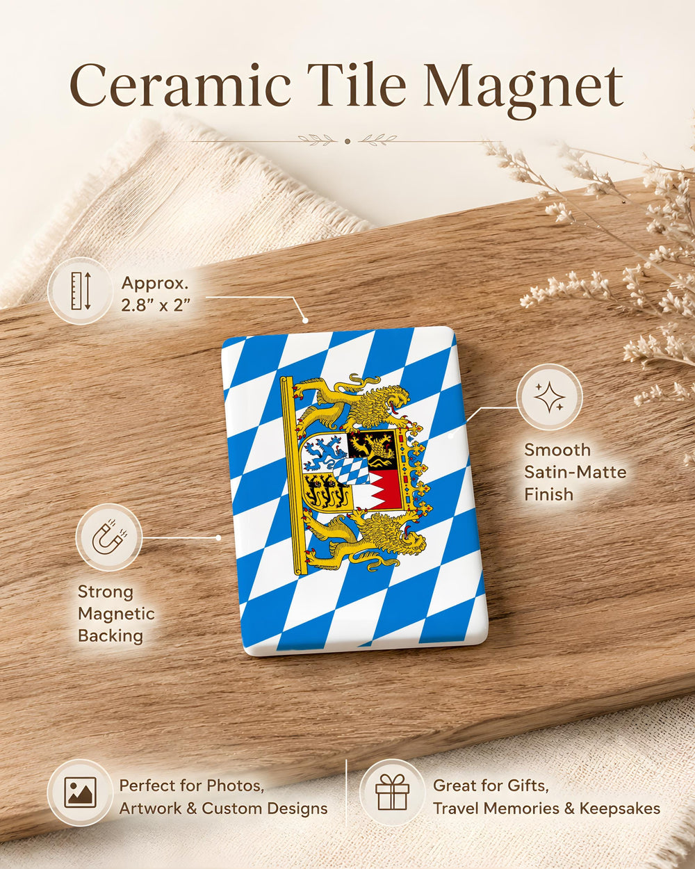 Bavaria Flag Fridge Magnet, Bavarian Flag Magnet, Germany Souvenir Magnet, Oktoberfest Gift, Munich Travel Keepsake