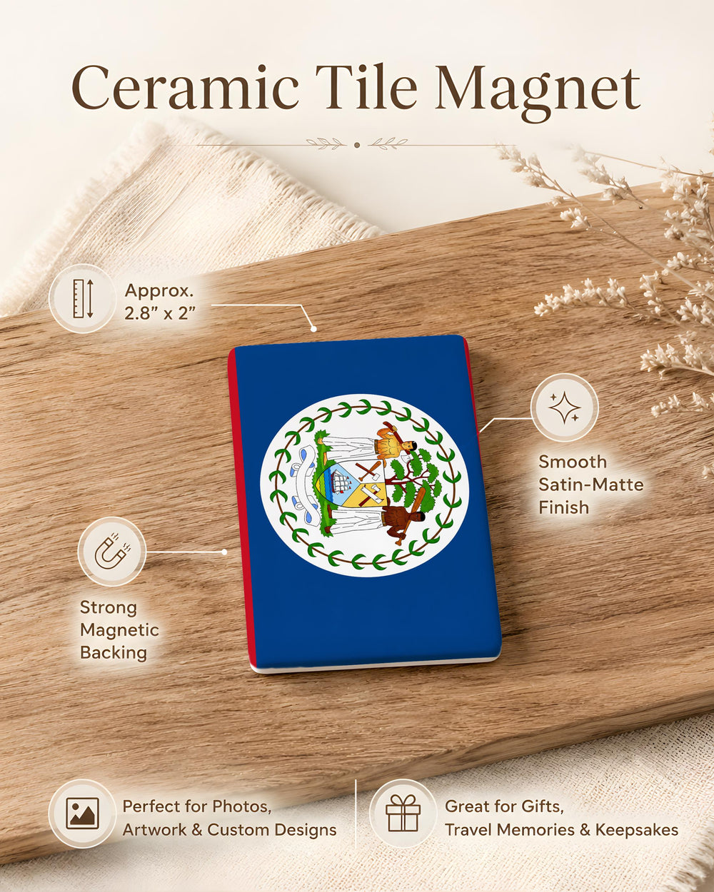 Belize Flag Fridge Magnet, Belize Souvenir Magnet, Belize National Flag Kitchen Magnet, Travel Gift for Belize Lovers