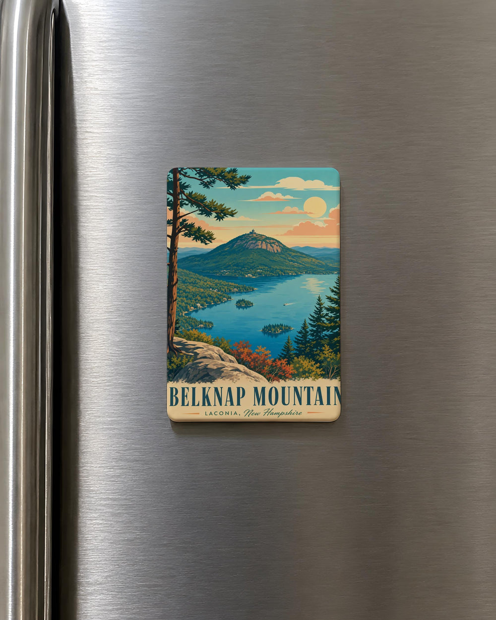 Belknap Mountain Fridge Magnet, New Hampshire Mountain Souvenir, Scenic Hiking Peak Keepsake, Lake Winnipesaukee Region Gift