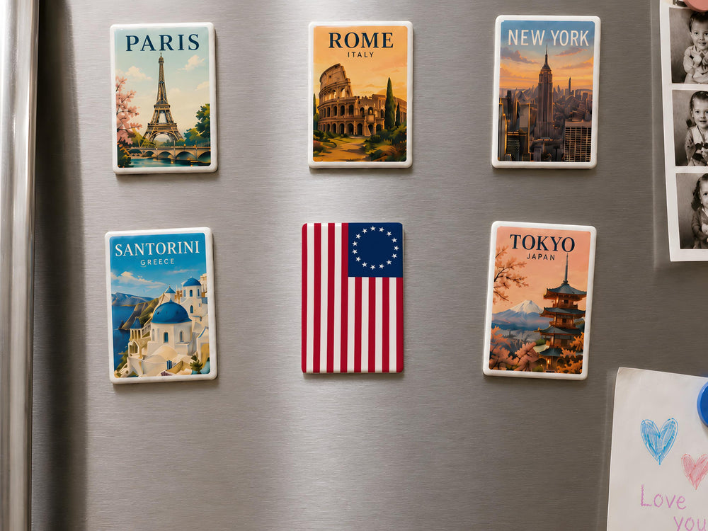 Betsy Ross Flag Fridge Magnet, 13 Star American Flag Magnet, Vintage USA Patriotic Flag Refrigerator Magnet