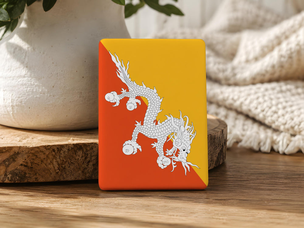 Bhutan Flag Fridge Magnet, Bhutan National Flag Souvenir Magnet, Bhutan Dragon Flag Refrigerator Magnet, Travel Gift