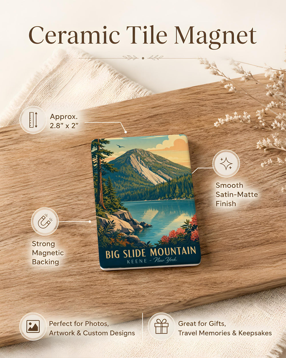 Big Slide Mountain Fridge Magnet, Adirondack Mountain Souvenir Magnet, New York Hiking Peak Keepsake Magnet