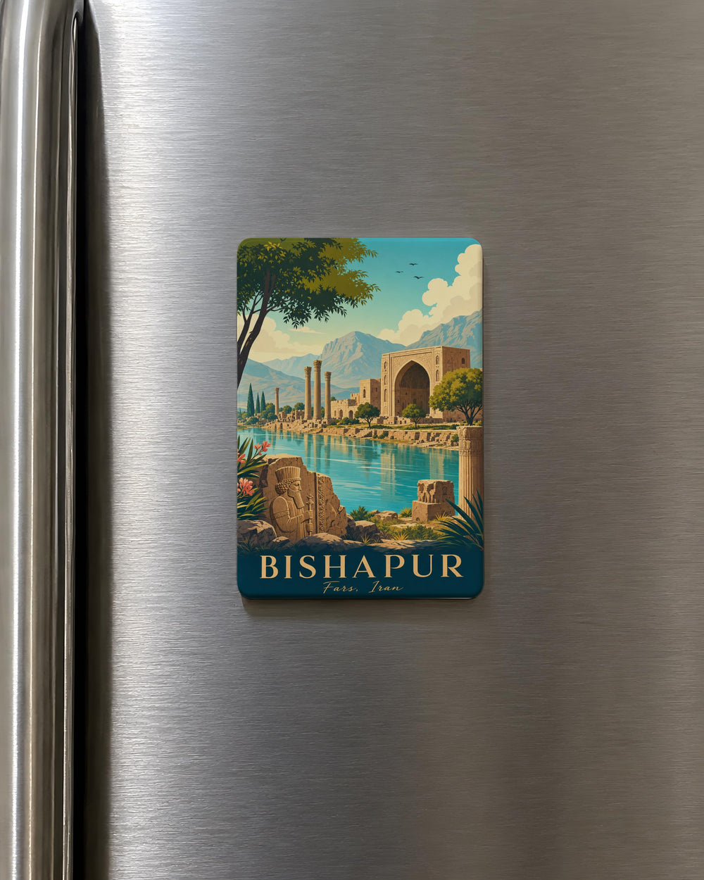 Bishapur Fridge Magnet, Ancient Persian City Ruins Souvenir Magnet, Iran Travel Landmark Refrigerator Magnet