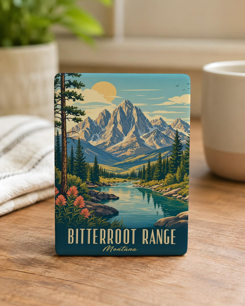 Bitterroot Range Fridge Magnet, Montana Mountain Landscape Souvenir, Rocky Mountain Peaks Decor, Outdoor Adventure Gift