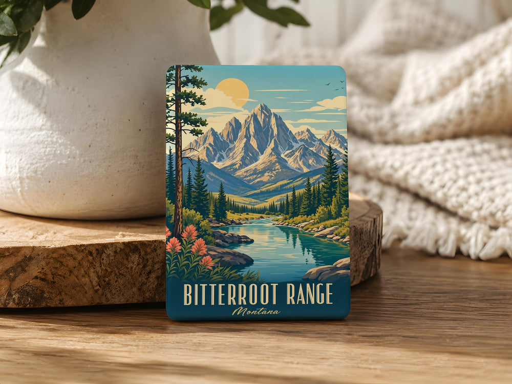 Bitterroot Range Fridge Magnet, Montana Mountain Landscape Souvenir, Rocky Mountain Peaks Decor, Outdoor Adventure Gift