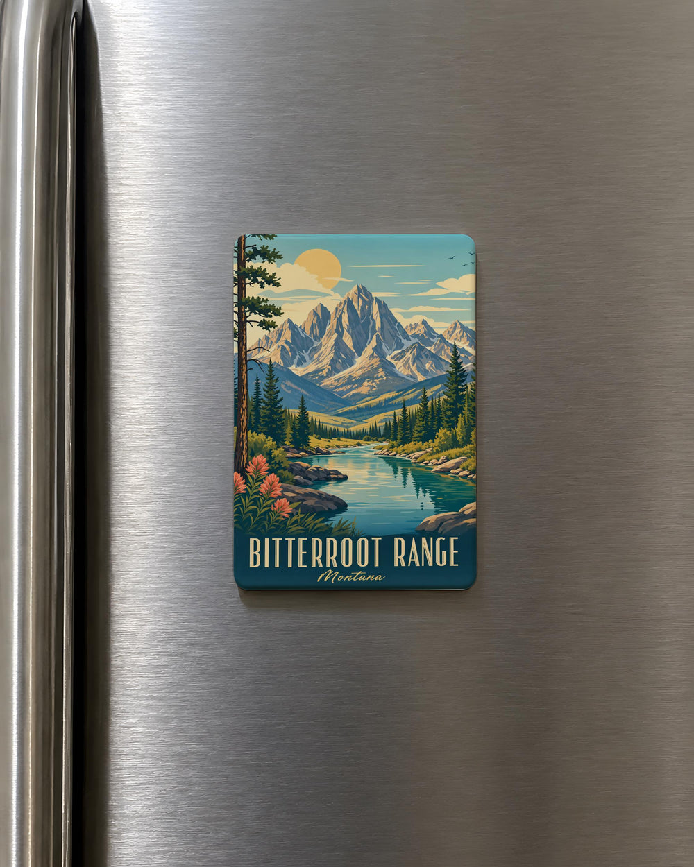 Bitterroot Range Fridge Magnet, Montana Mountain Landscape Souvenir, Rocky Mountain Peaks Decor, Outdoor Adventure Gift