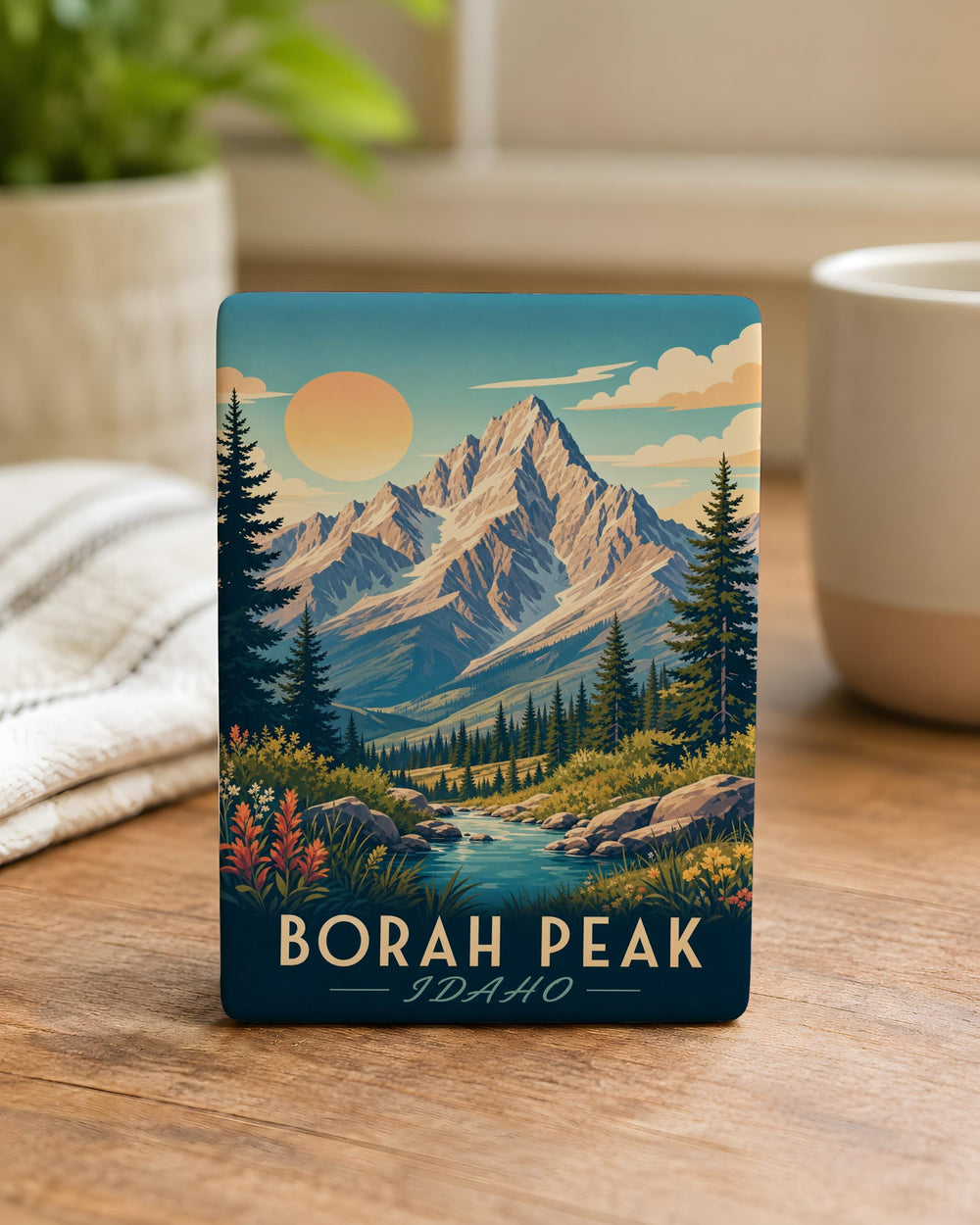 Borah Peak Idaho Fridge Magnet, Borah Peak Mountain Souvenir Magnet, Idaho Landmark Travel Keepsake Magnet