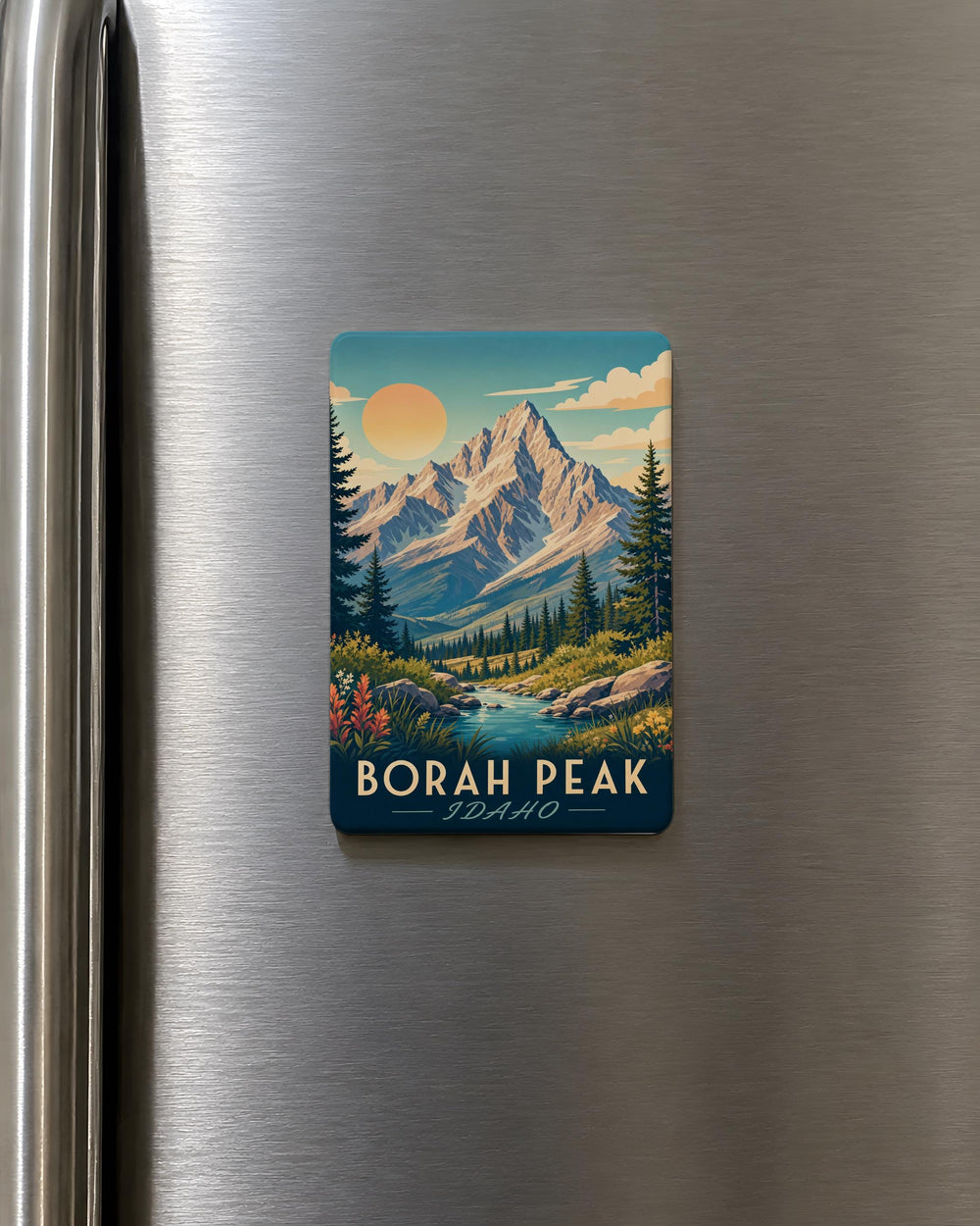 Borah Peak Idaho Fridge Magnet, Borah Peak Mountain Souvenir Magnet, Idaho Landmark Travel Keepsake Magnet