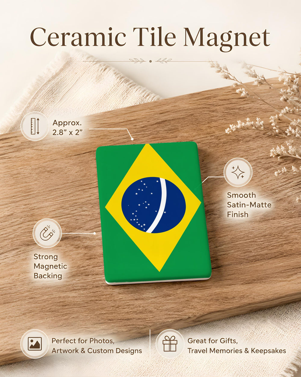 Brazil Flag Fridge Magnet, Brazil Souvenir Magnet, Brazilian Flag Kitchen Decor, South America Travel Gift, Flag Magnet