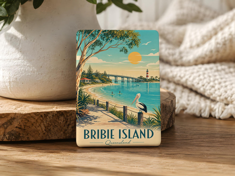 Bribie Island Fridge Magnet, Queensland Australia Souvenir, Beach Island Travel Gift, Coastal Landmark Keepsake Magnet