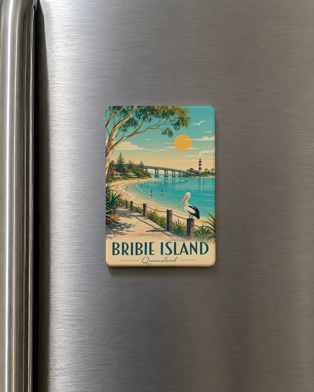 Bribie Island Fridge Magnet, Queensland Australia Souvenir, Beach Island Travel Gift, Coastal Landmark Keepsake Magnet