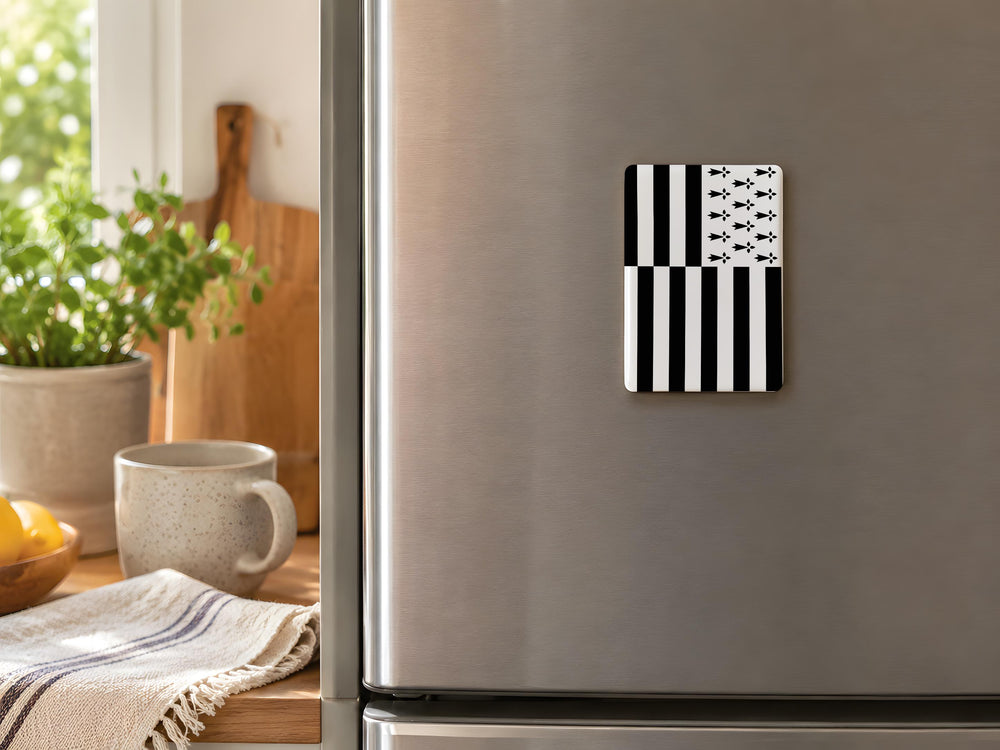 Brittany Flag Fridge Magnet, Brittany France Regional Flag Kitchen Magnet, Breton Pride Souvenir Magnet