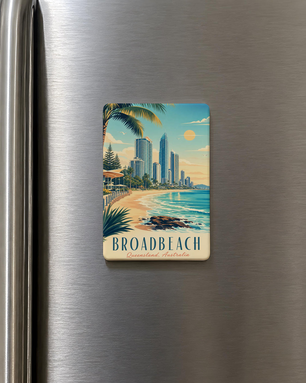 Broadbeach Fridge Magnet, Broadbeach Queensland Souvenir, Gold Coast Travel Keepsake, Australia Vacation Gift, Coastal Landmark Magnet