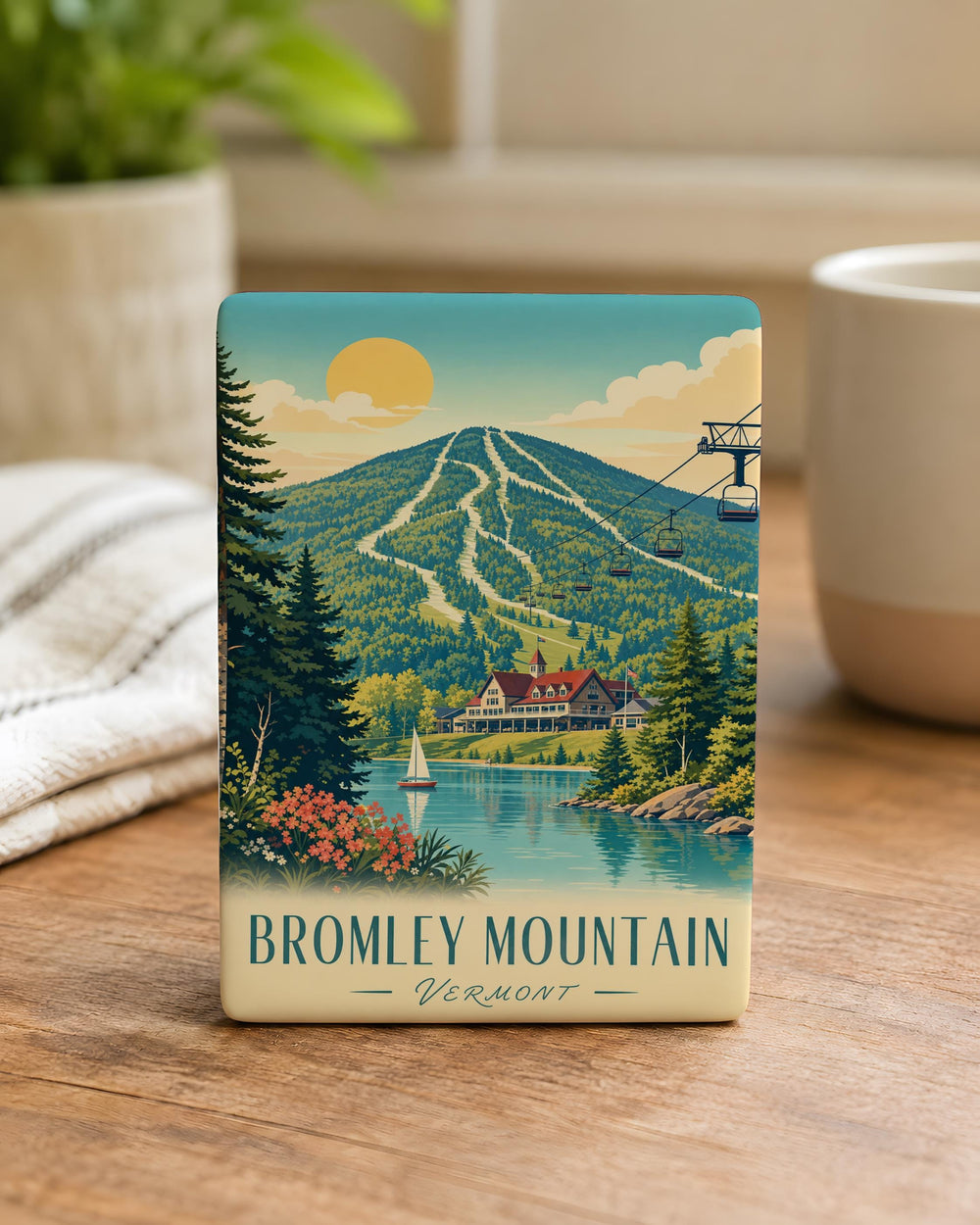 Bromley Mountain Fridge Magnet, Vermont Ski Resort Souvenir, Mountain Landscape Keepsake, Bromley VT Gift