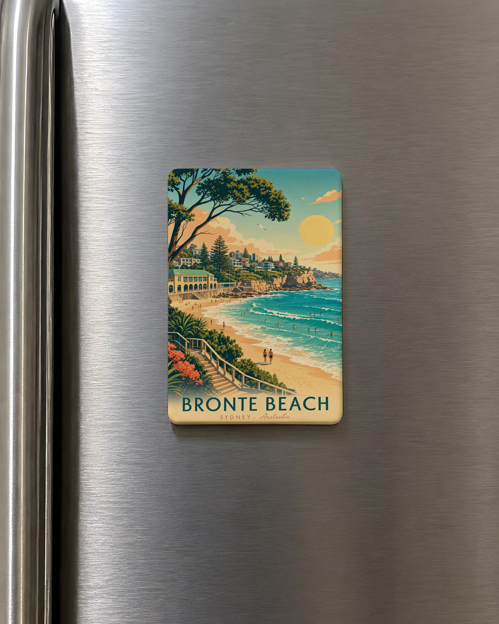Bronte Beach Fridge Magnet, Sydney Australia Coastal Seaside Souvenir, Beach Landmark Travel Gift, Ocean Shore Keepsake