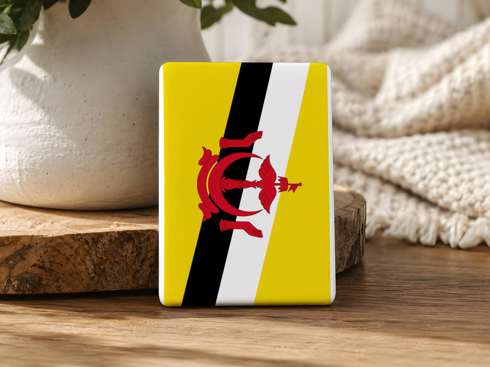 Brunei Flag Fridge Magnet, Brunei Darussalam Souvenir Magnet, Southeast Asia Travel Gift, National Flag Kitchen Magnet
