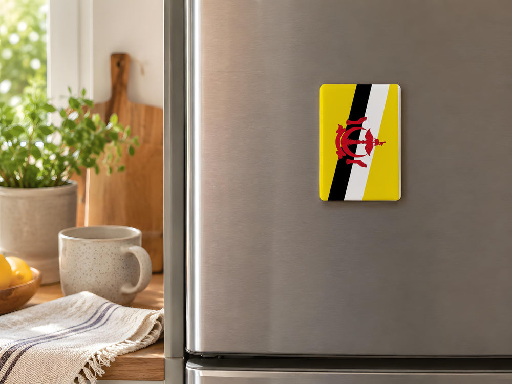 Brunei Flag Fridge Magnet, Brunei Darussalam Souvenir Magnet, Southeast Asia Travel Gift, National Flag Kitchen Magnet