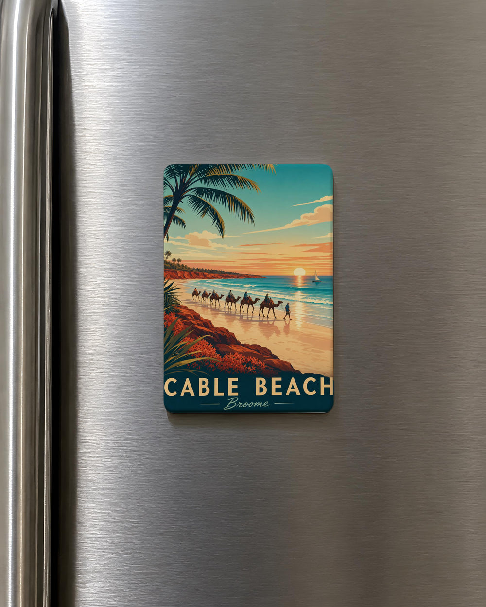 Cable Beach Broome Fridge Magnet, Western Australia Beach Souvenir Magnet, Broome Travel Gift, Coastal Landmark Keepsake