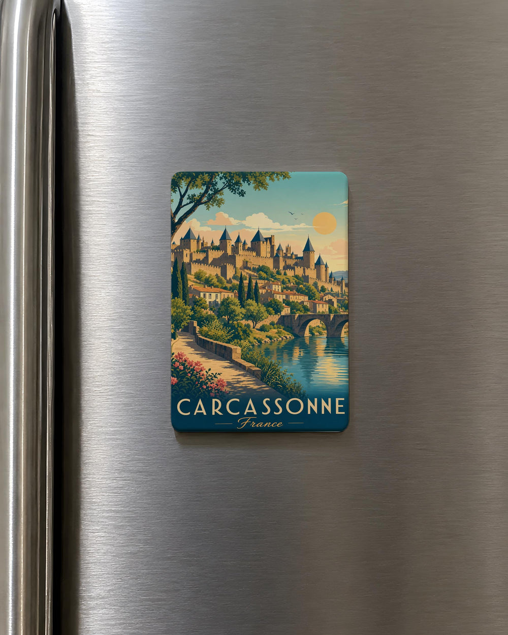 Carcassonne City Walls Fridge Magnet, Medieval Fortress Ramparts, French Castle Wall Souvenir Magnet, Travel Gift