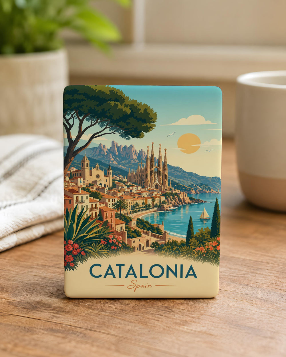 Catalonia Fridge Magnet, Catalonia Spain Souvenir Magnet, Barcelona Travel Keepsake, Spain Vacation Gift, Catalonia Landmark Magnet
