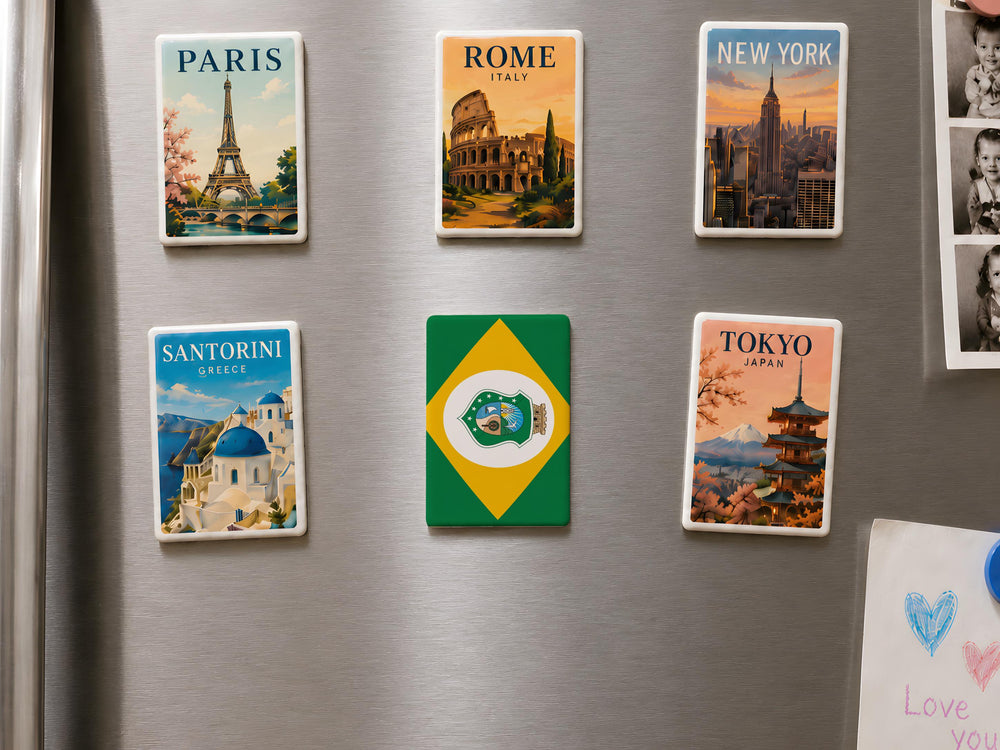 Ceará State Flag Fridge Magnet, Brazil Ceará Flag Magnet, Fortaleza Souvenir Magnet, Brazilian State Flag Kitchen Magnet